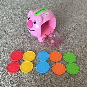 Fisher-Price Pig toy Laugh & Learn Smart Stages Piggy Bank, Interactive Baby Toy